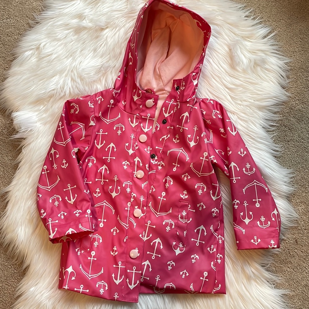 Cherokee toddler raincoat size 2T. Pink with anchors.